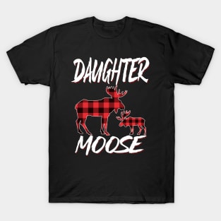 Red Plaid Daughter Moose Matching Family Pajama Christmas Gift T-Shirt